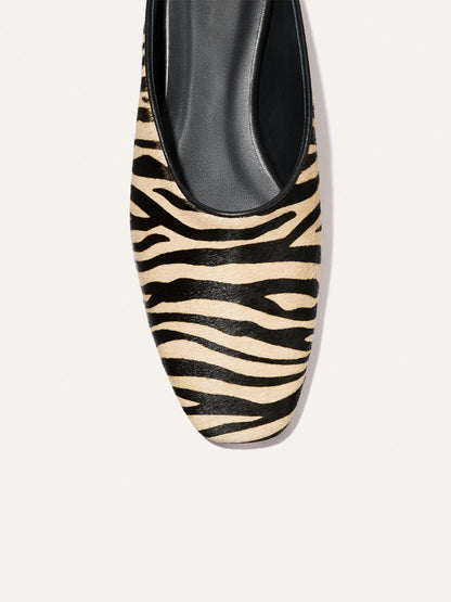 Backless Square-Toe Slip-On Chic Flats - Zebra Pattern