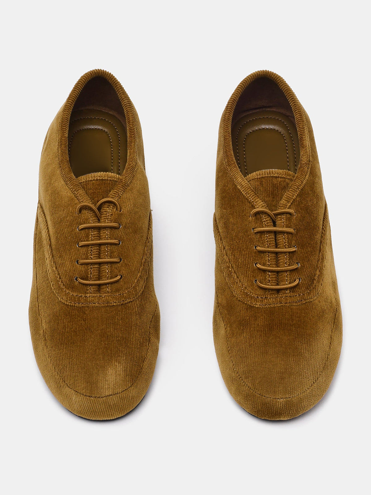 Brown Lint Round-Toe Lace-Up Slip-On Chic Flats