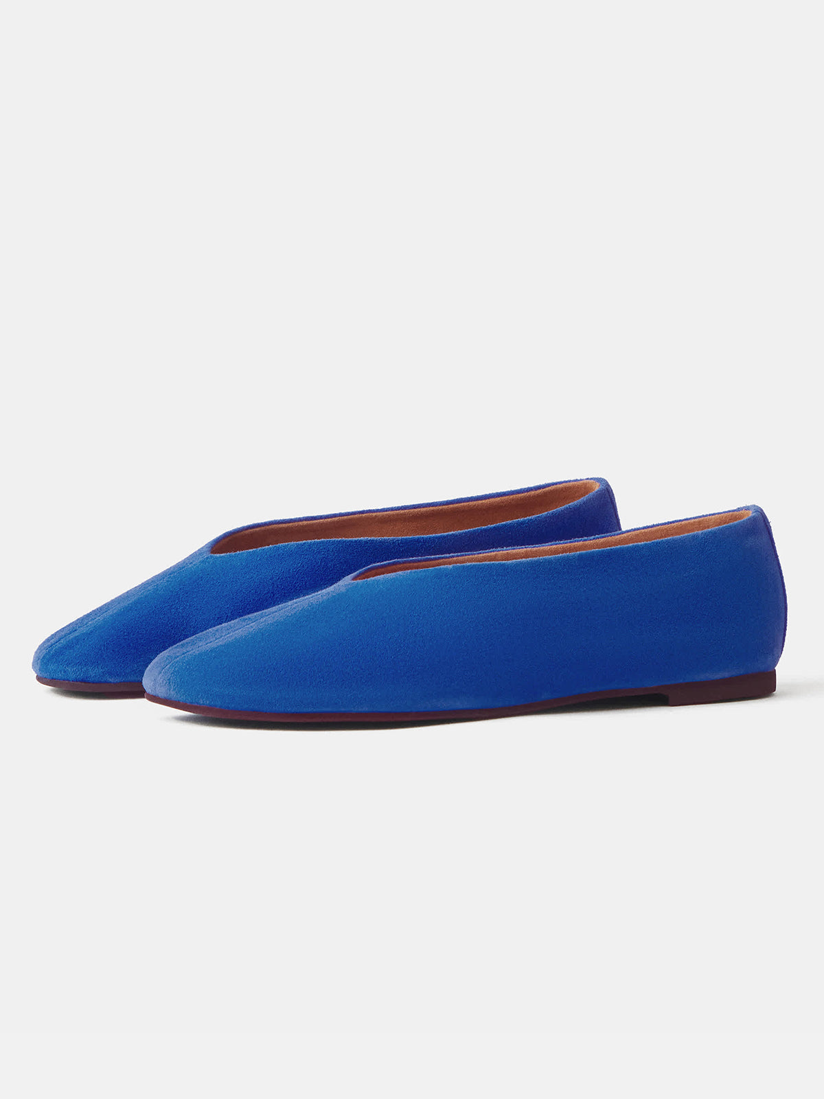 Dark Blue Faux Suede Square-Toe Simple Ballet Chic Flats