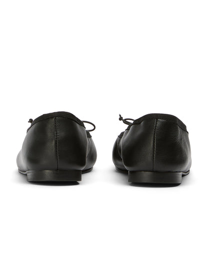 Classic Black Round-Toe Chic Front Bow Slip-On Ballet Simple Flats
