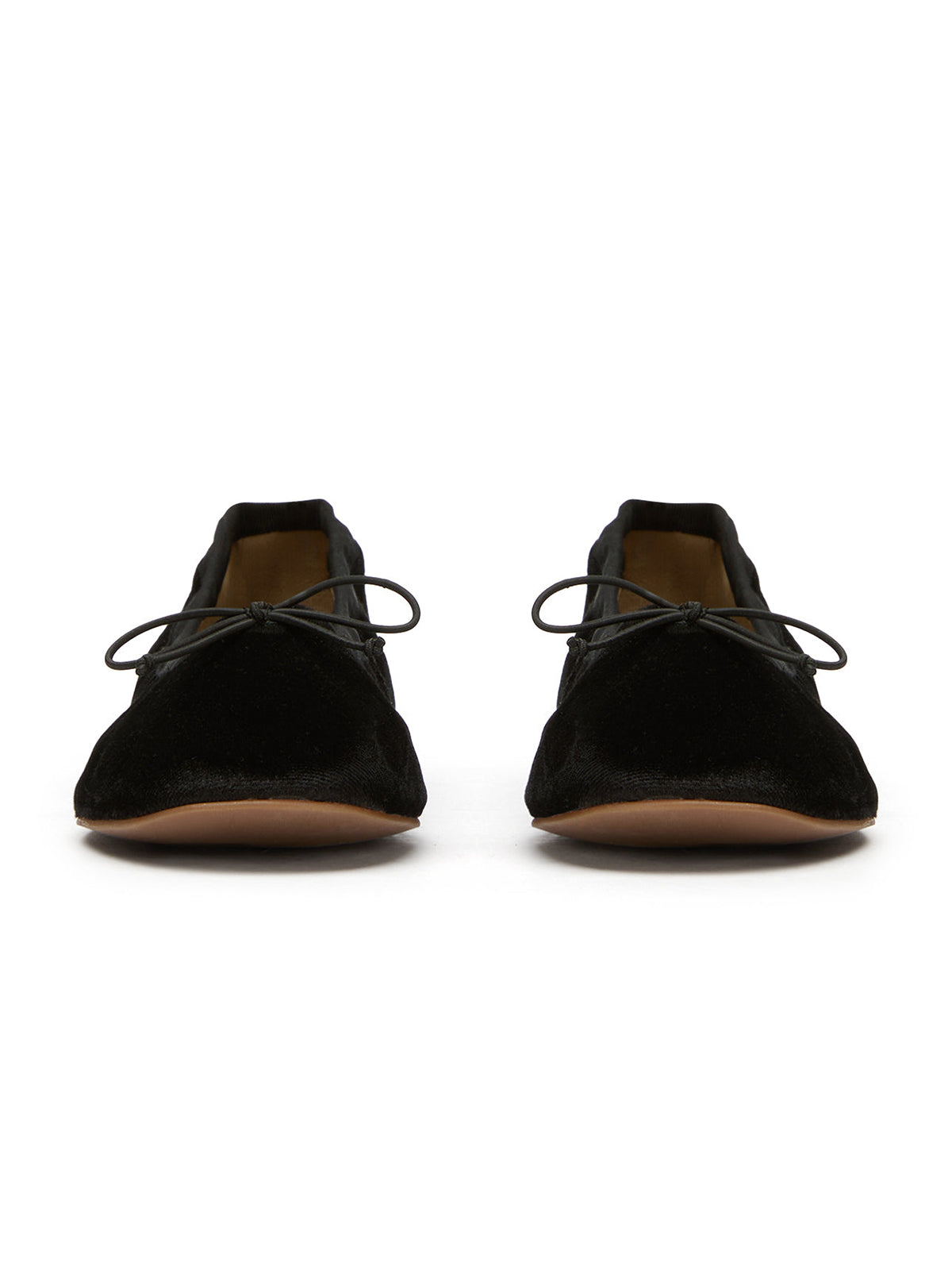 Black Velvet Round-Toe Chic Front Bow Slip-On Ballet Simple Flats