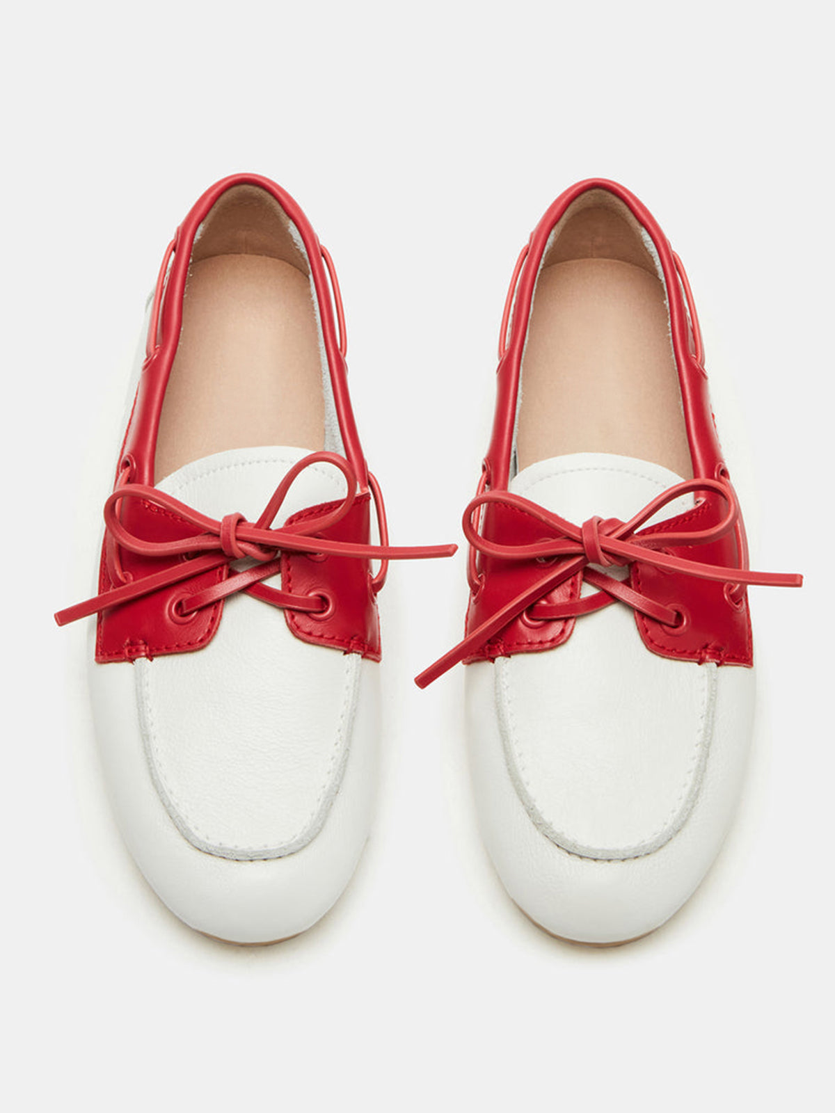Bone Round-Toe Classic Lace-Up Slip-On Flats