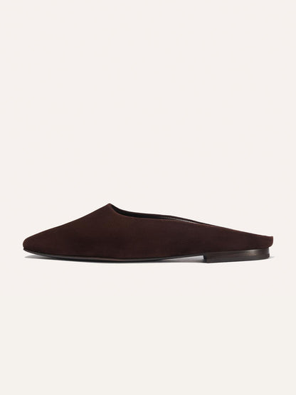Backless Square-Toe Slip-On Chic Flats - Coffee Faux Suede