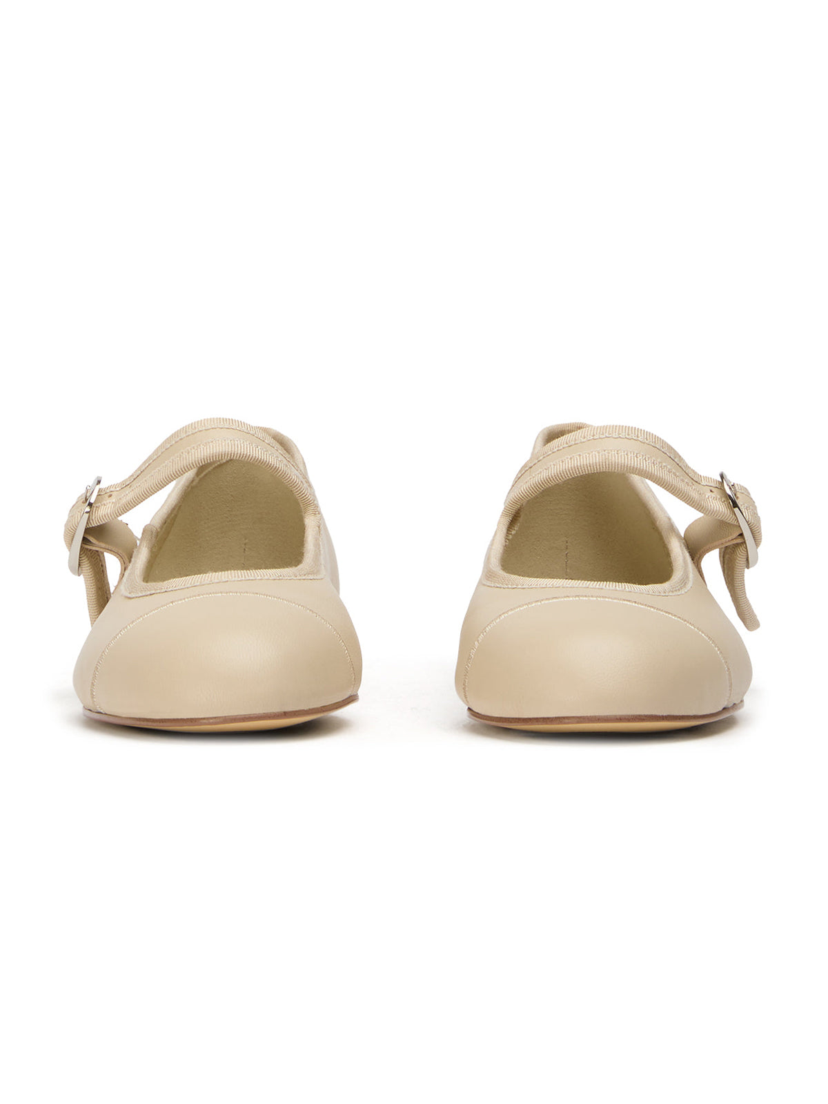 Beige Round-Toe Chic Mary Jane Slip-On Ballet Simple Flats