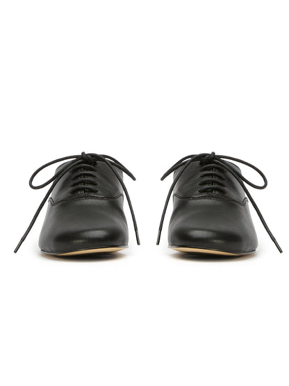 Black Round-Toe Chic Slip-On Lace-Up Sporty Flats