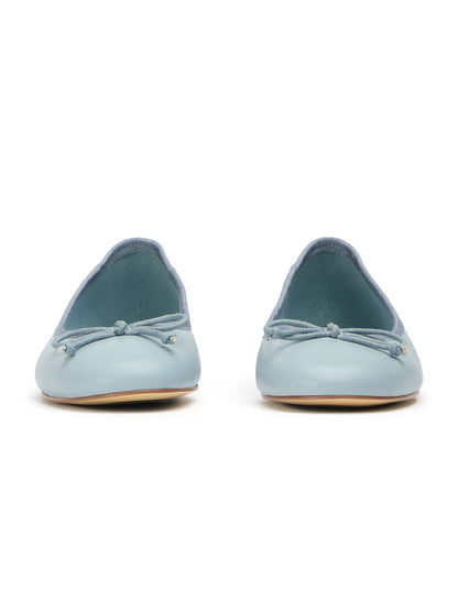 Round-Toe Chic Front Bow Slip-On Ballet Simple Flats - Sky Blue