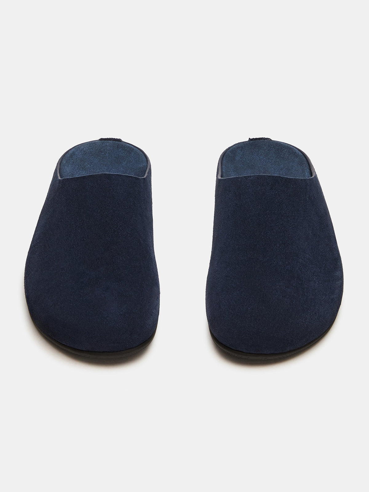 Navy Faux Suede Round-Toe Slip-On Flats Slide