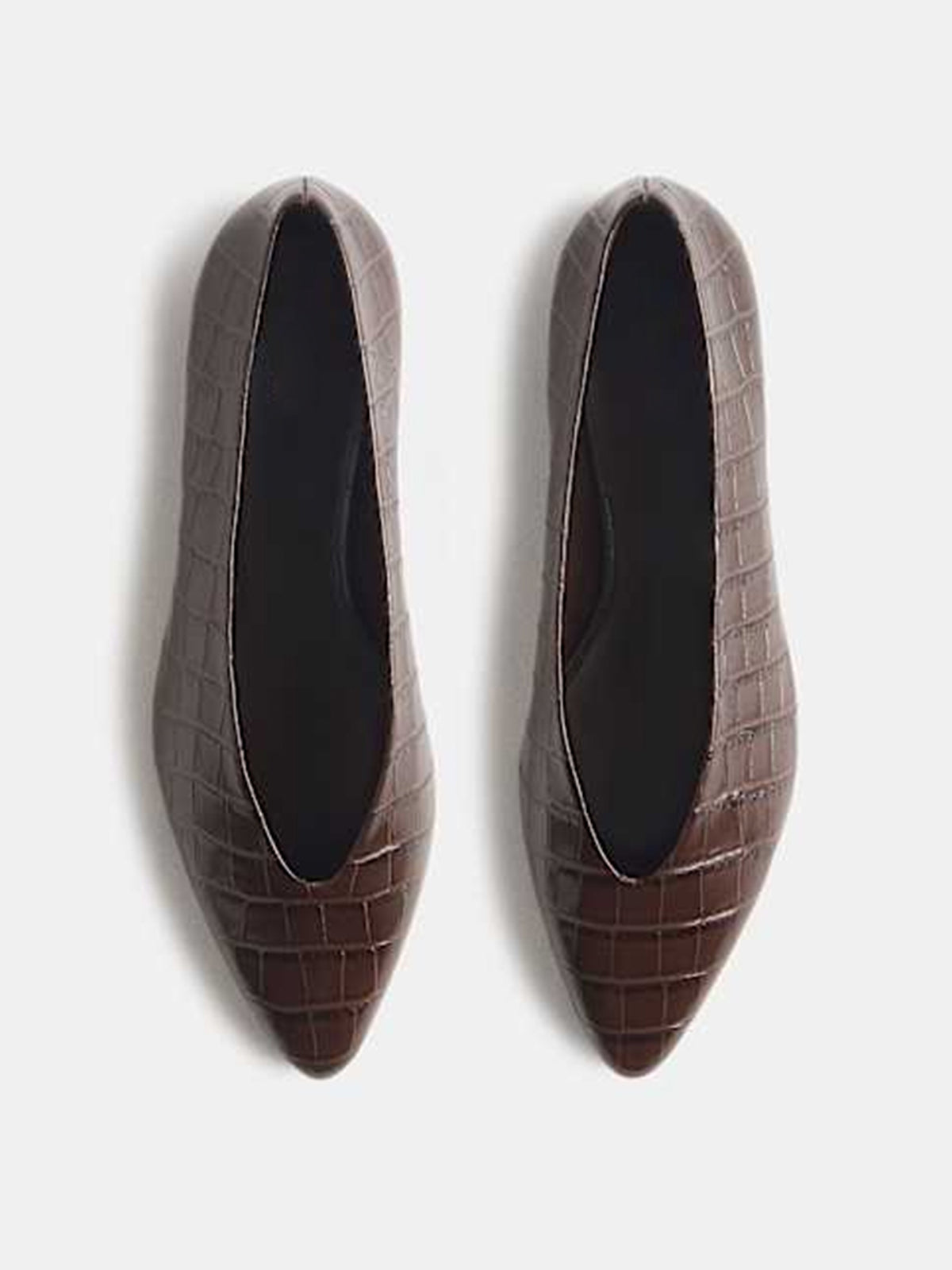 Chocolate Stone Pattern Pointed-Toe Slip-On Ballet Flats