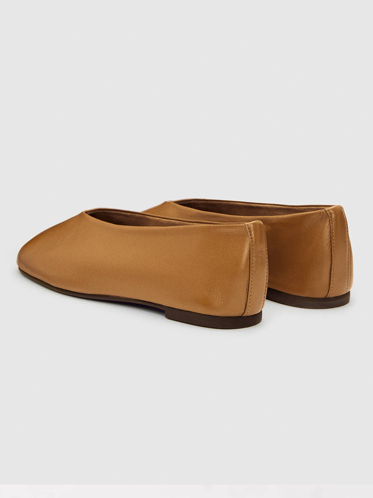Tan Square-Toe Simple Ballet Chic Flats