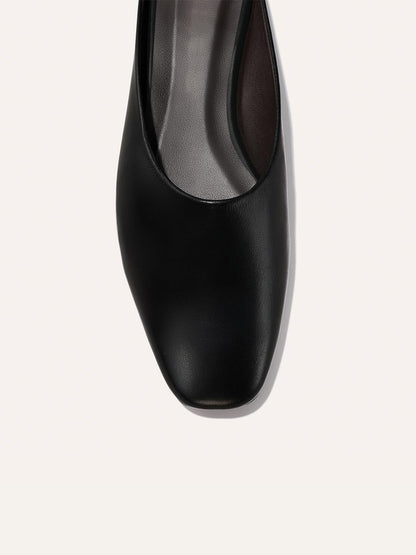 Backless Square-Toe Slip-On Chic Flats - Black
