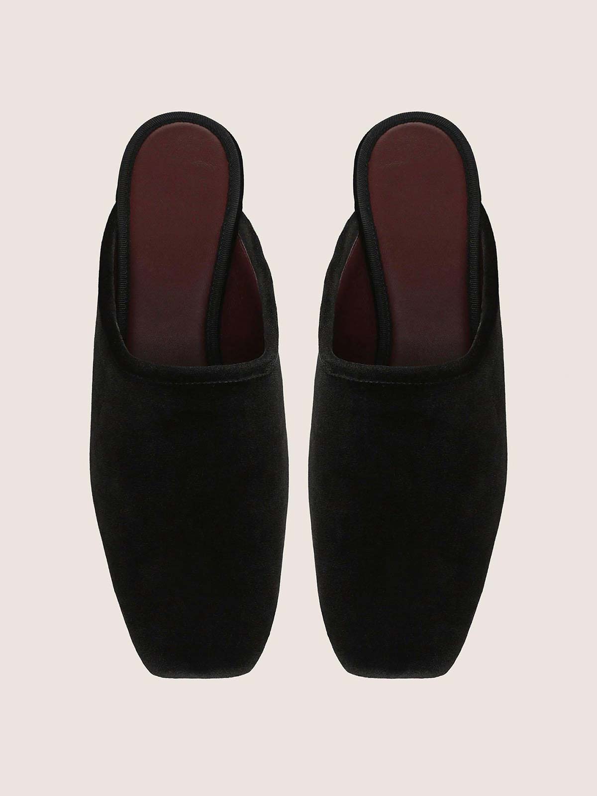 Black Faux Suede Square-Toe Chic Backless Simple Flats