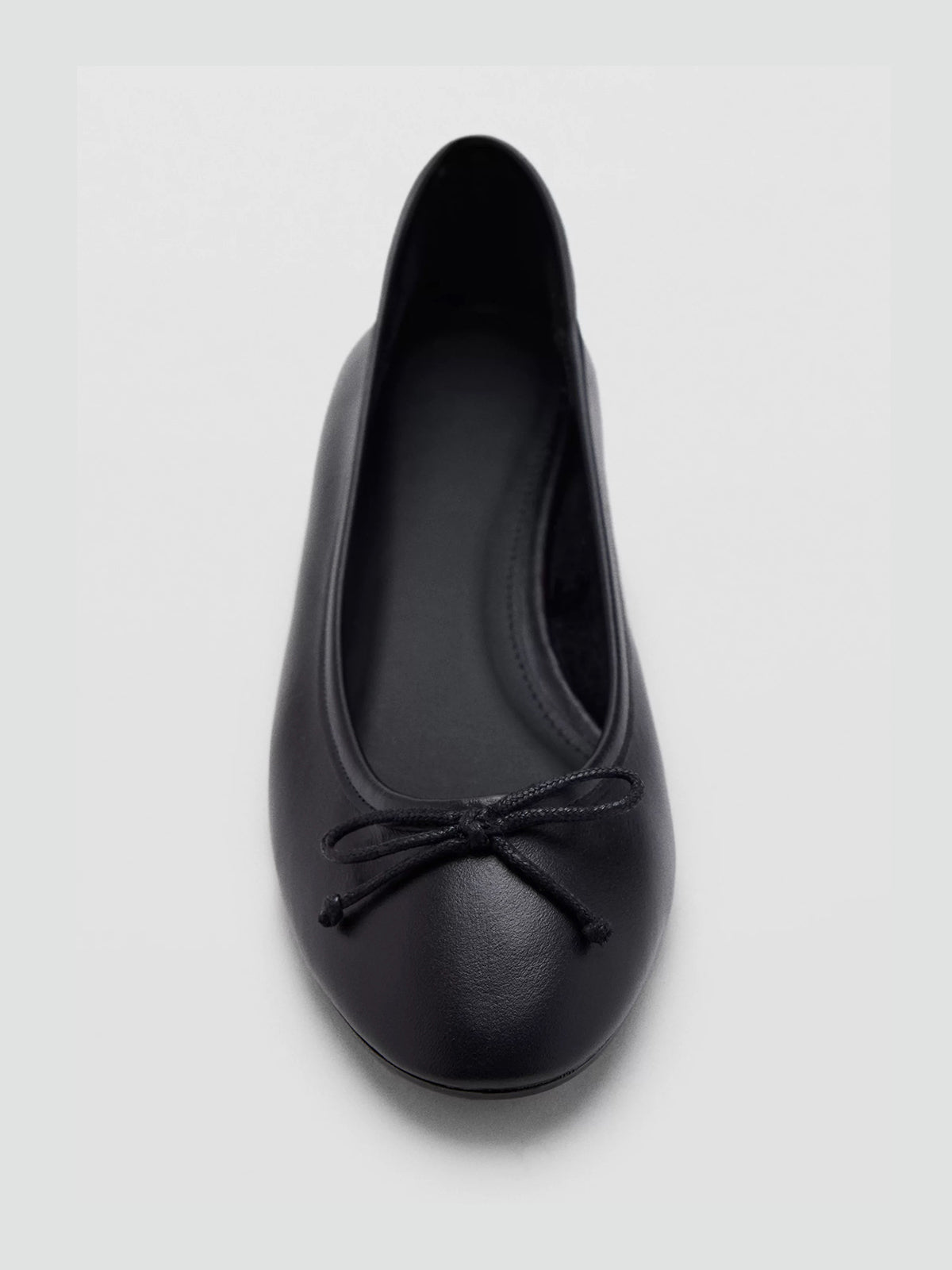 Black Round-Toe Simple Front Bow Slip-On Ballet Flats