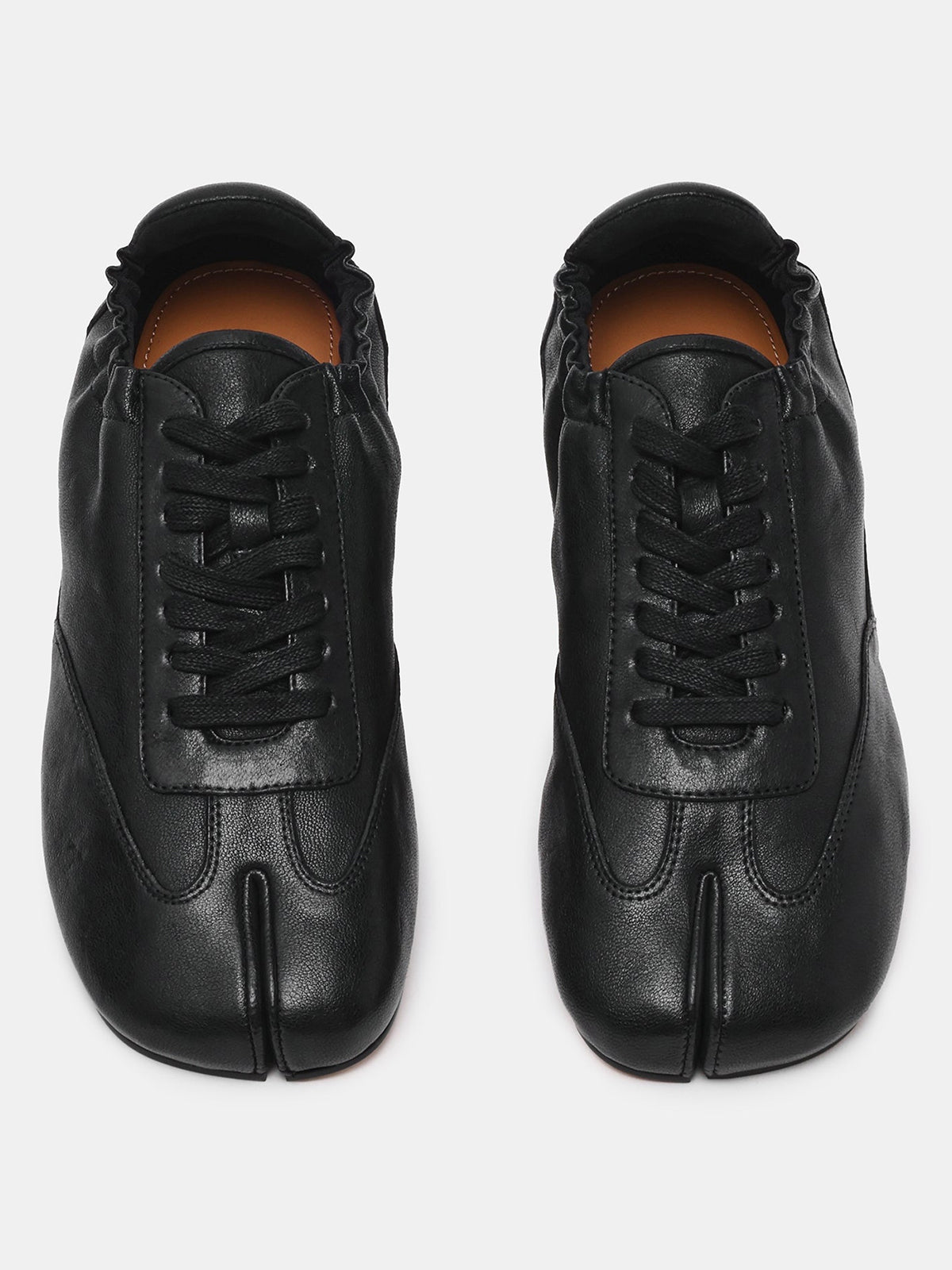 Black Split-Toe Classic Lace-Up Flats Sneakers