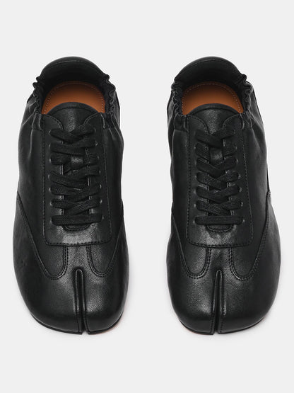 Black Split-Toe Classic Lace-Up Flats Sneakers