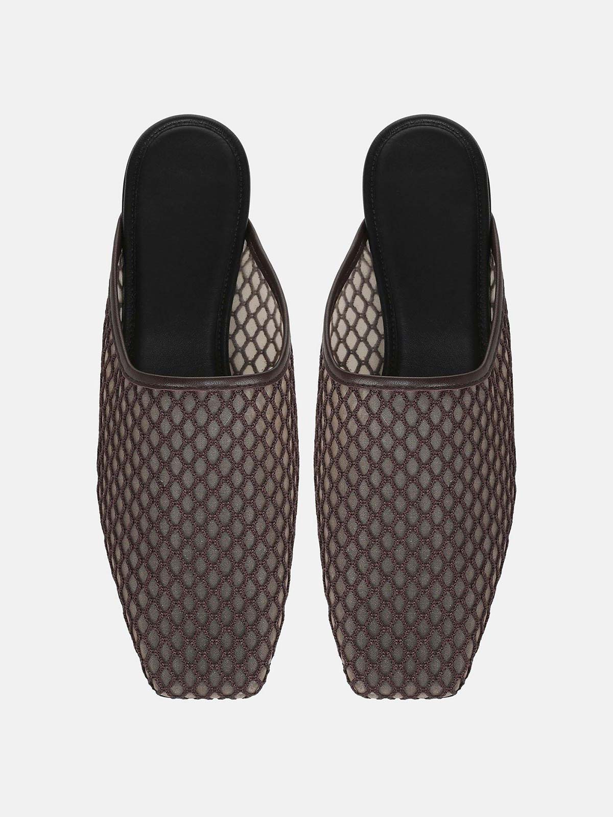 Chocolate Mesh Square-Toe Chic Backless Simple Flats