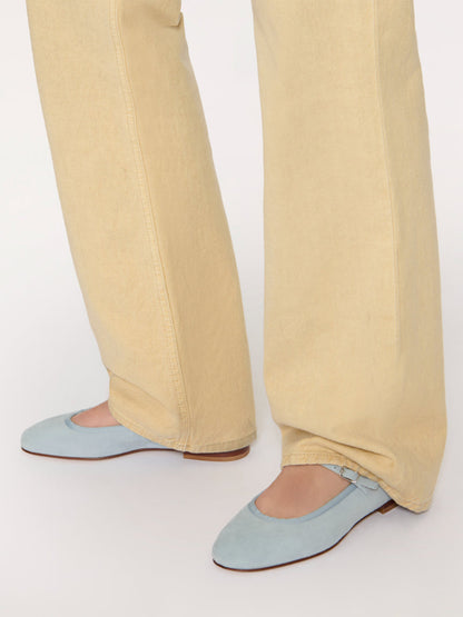 Blue Faux Suede Round-Toe Mary Jane With Buckle Chic Ballet Flats
