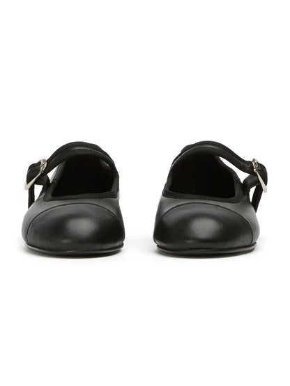 Black Round-Toe Chic Mary Jane Slip-On Ballet Simple Flats