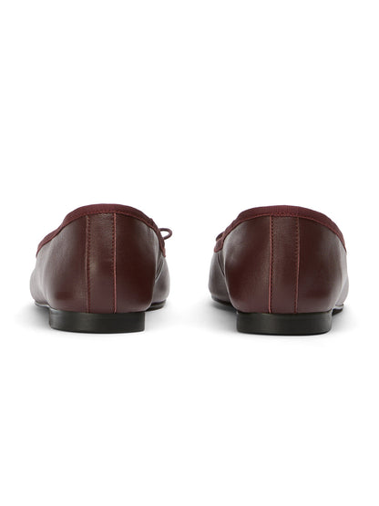 Round-Toe Chic Front Bow Slip-On Ballet Simple Flats - Burgundy