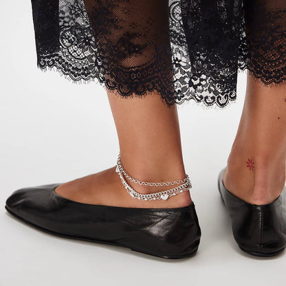 Vegan Leather Square-Toe Slip-On Ballet Flats - Black