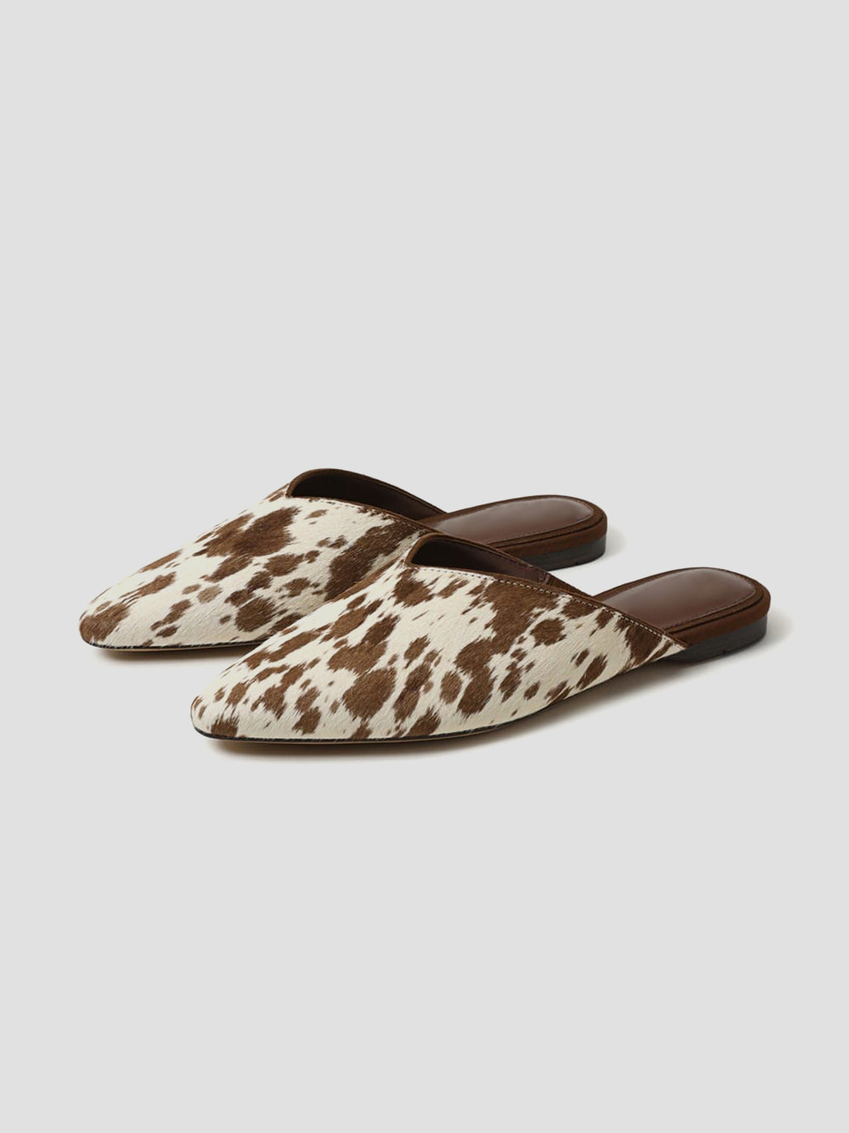 Cow Pattern Almond-Toe Backless Simple Slip-On Flats