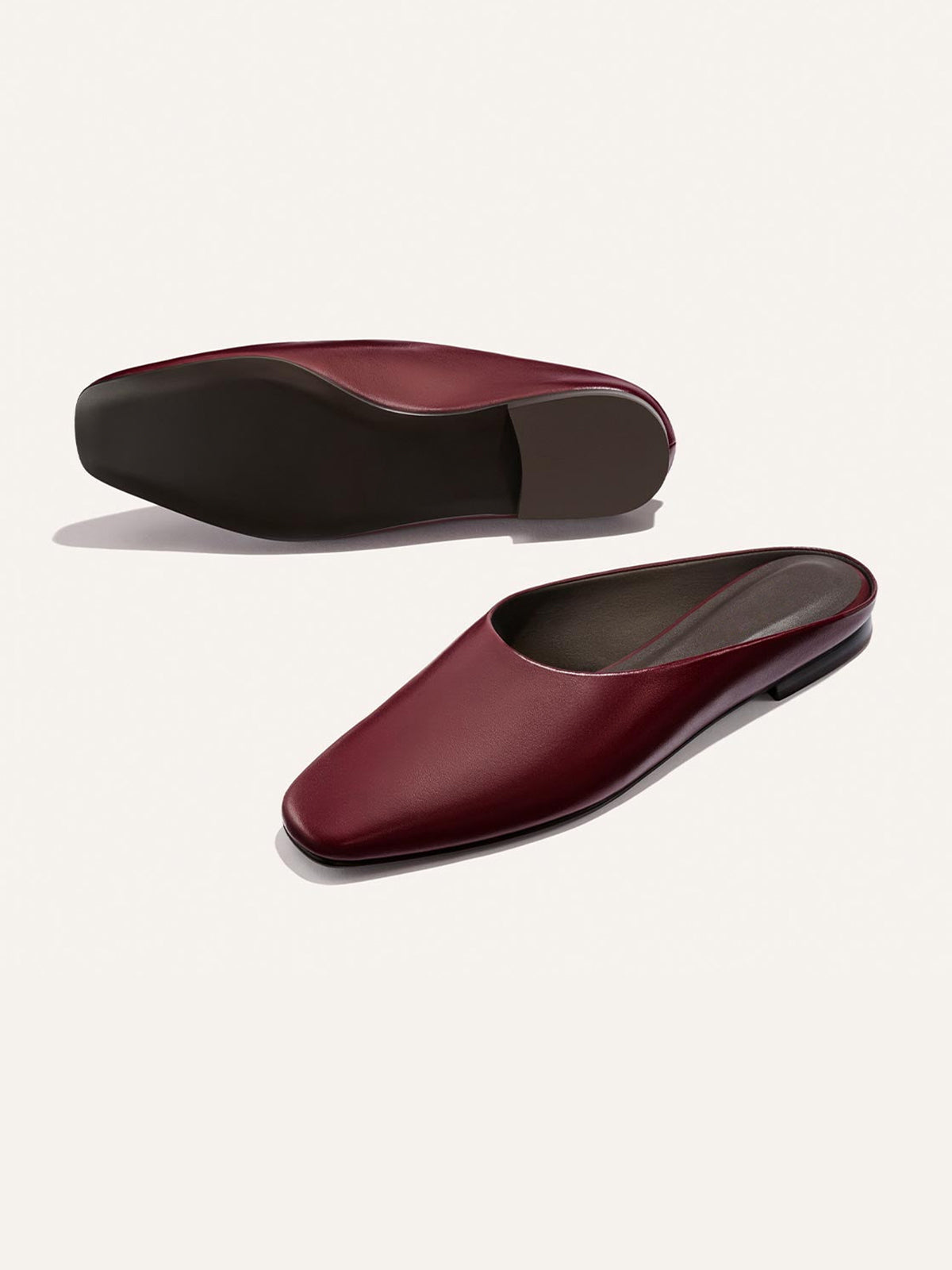 Backless Square-Toe Slip-On Chic Flats - Wine Red