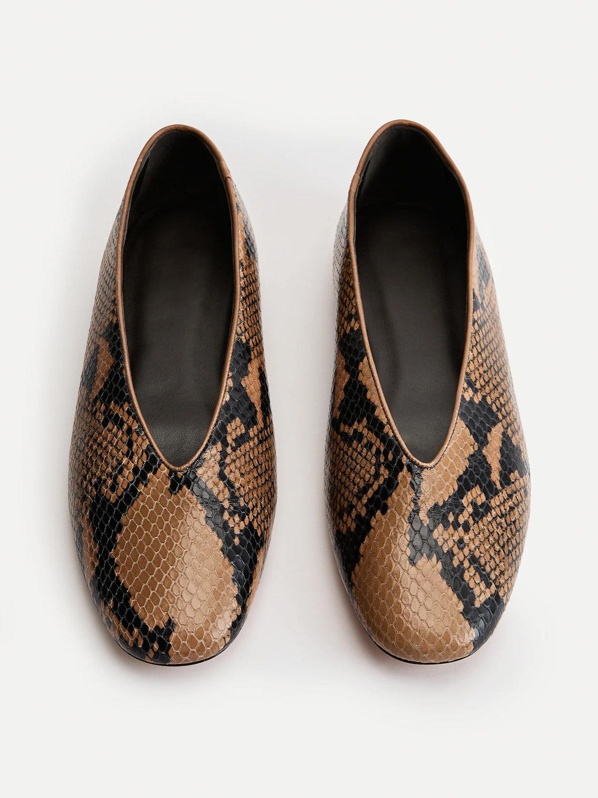 Snakeskin Pattern Square-Toe Slip-On Ballet Flats
