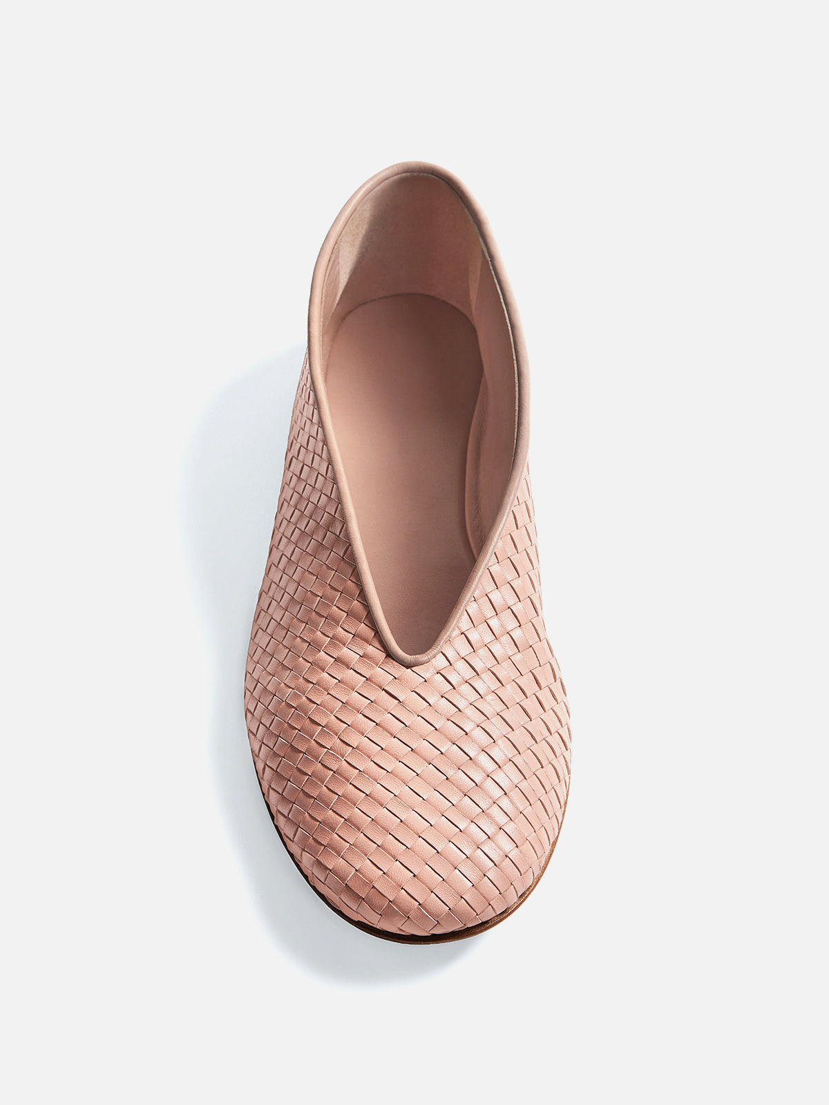 Pink Woven Vegan Leather Round-Toe Classic Slip-On Ballet Flats