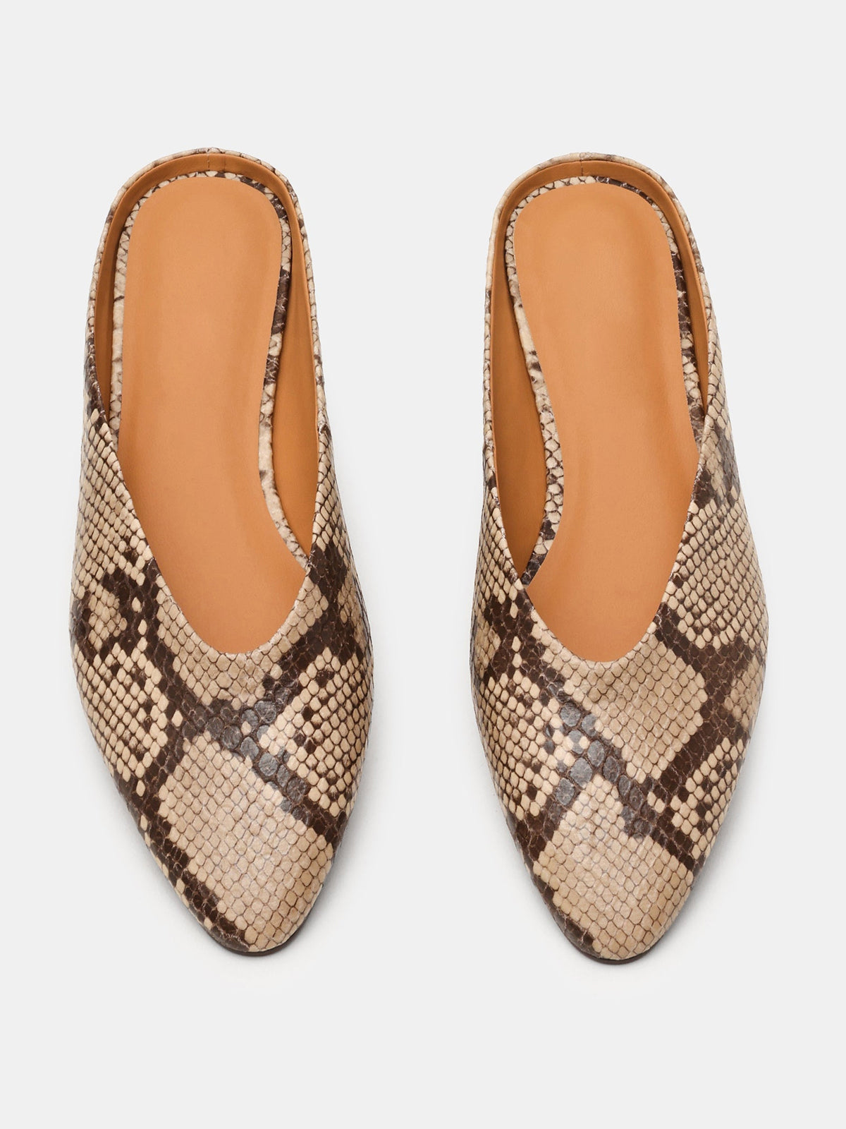 Snakeskin Pattern Pointed-Toe Backless Simple Slip-On Flats