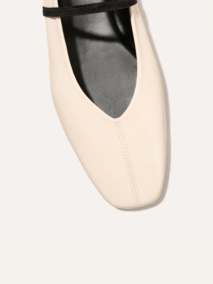 Mary Jane Square-Toe Slip-On Chic Ballet Flats - Bone