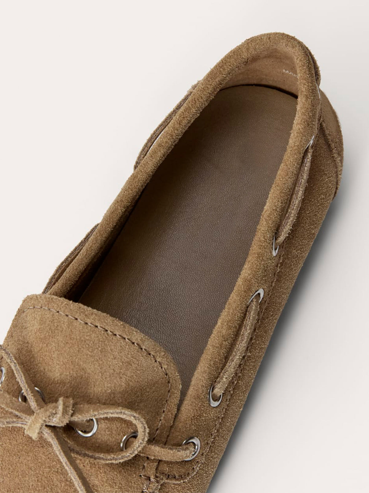 Brown Faux Suede Round-Toe Front Bow And Lace Edge With Eyelets Flats