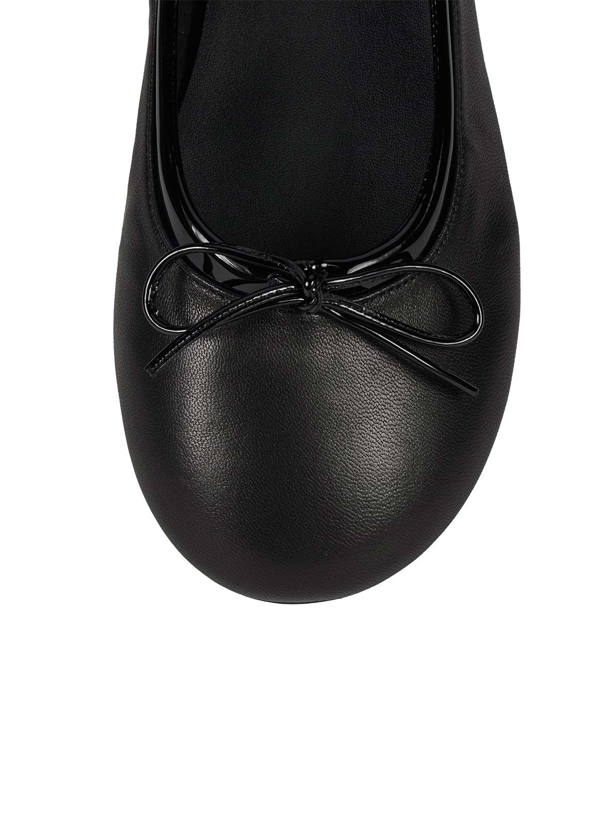 Chic Round-Toe Front Bow Slip-On Ballet Flats - Black