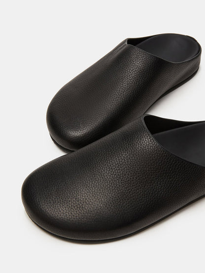 Black Round-Toe Slip-On Flats Slide