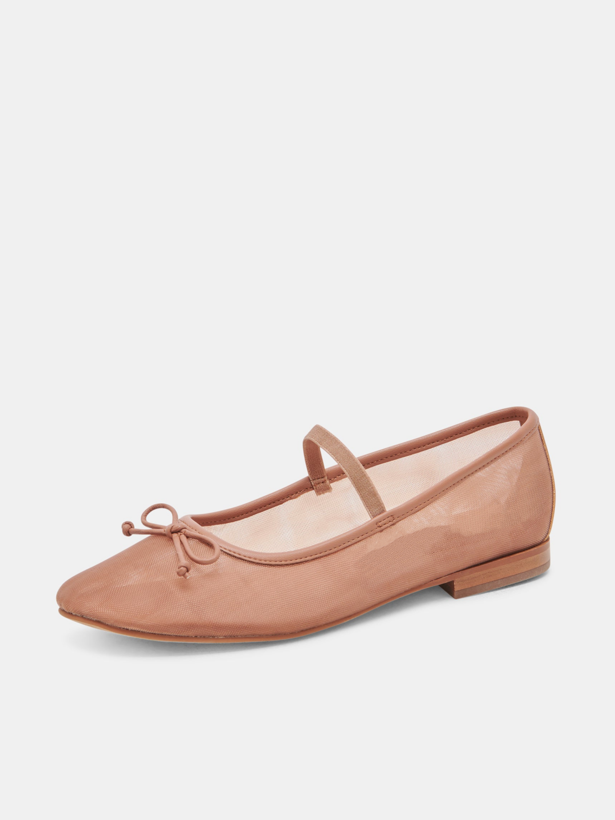 Bow Round-Toe Ballet Flats Mary Janes in Cider Mesh