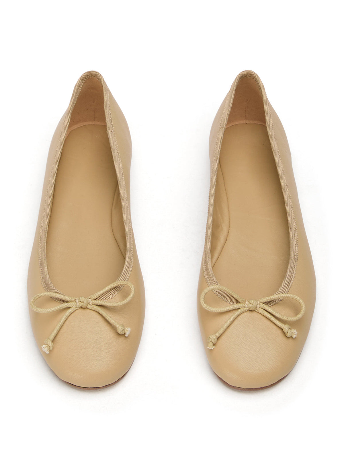 Round-Toe Chic Front Bow Slip-On Ballet Simple Flats - Sand