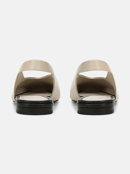 Bone Vegan Leather Square-Toe Chic Back Strap Mules Flats