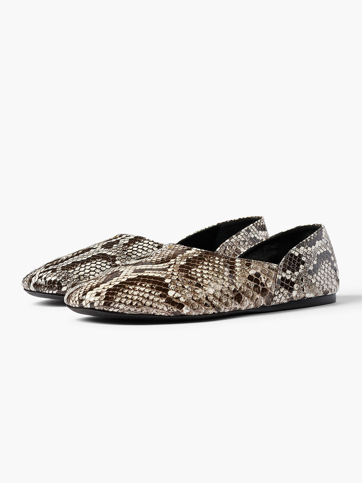 Slip-On Round-Toe Simple Ballet Flats - Snakeskin Pattern