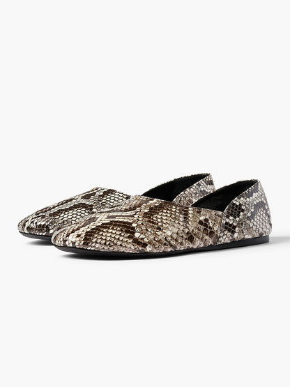 Slip-On Round-Toe Simple Ballet Flats - Snakeskin Pattern