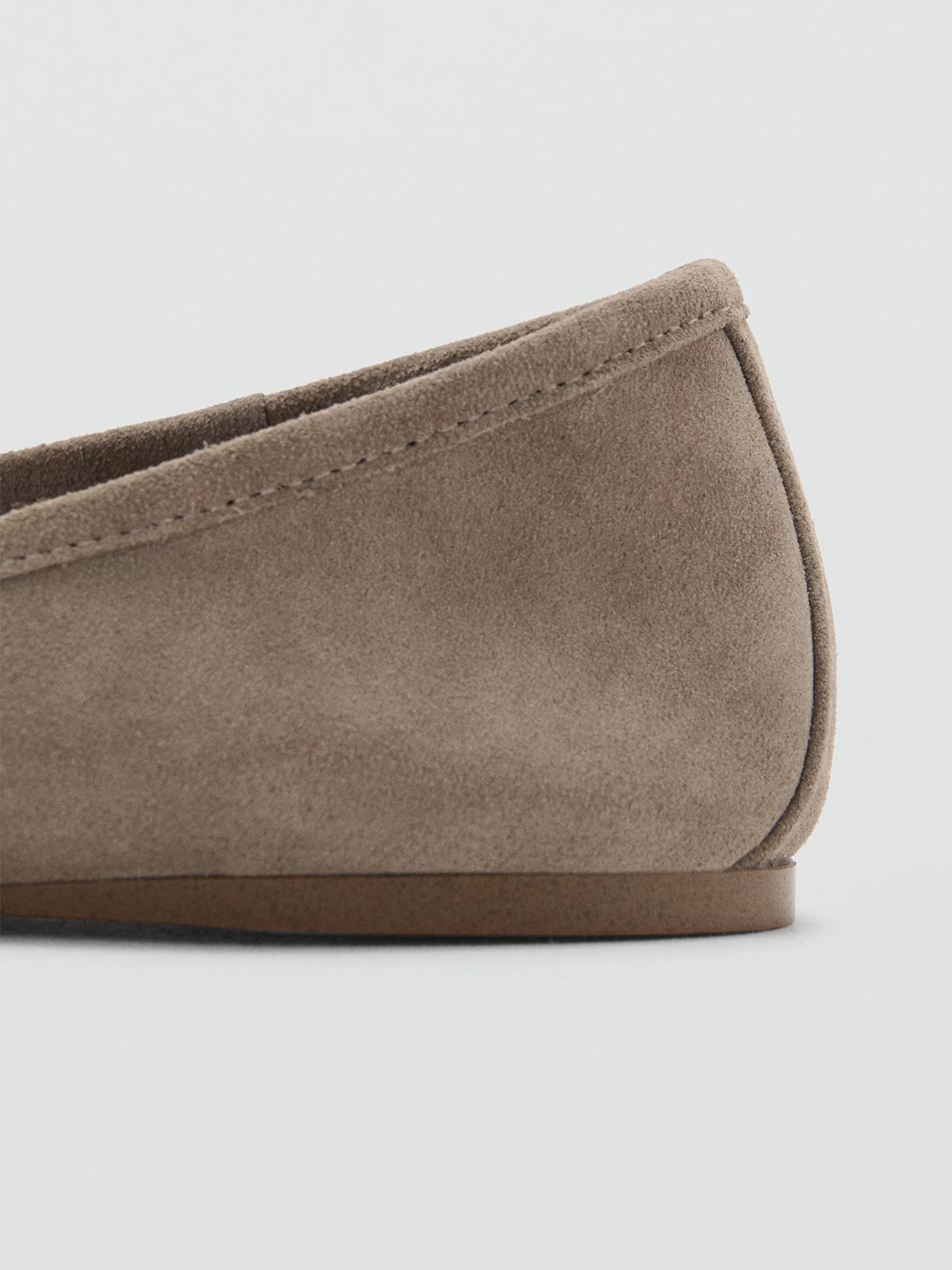 Light Brown Round-Toe Simple Front Bow Slip-On Ballet Flats