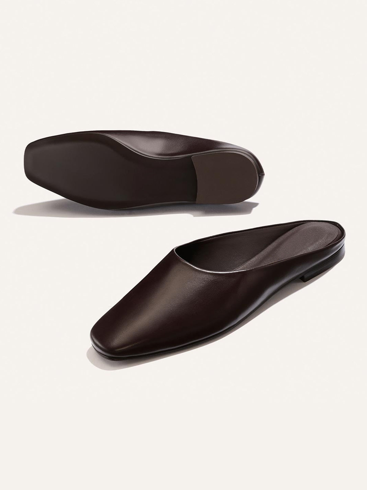Backless Square-Toe Slip-On Chic Flats - Coffee
