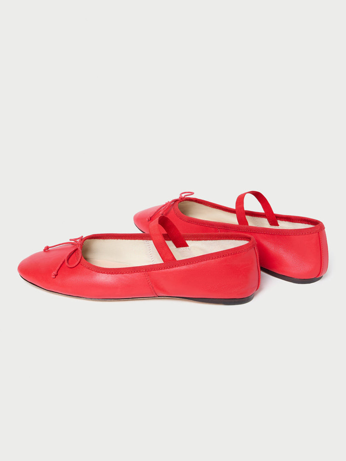 Red Vegan Leather Round-Toe Mary Jane Front Bow Ballet Flats