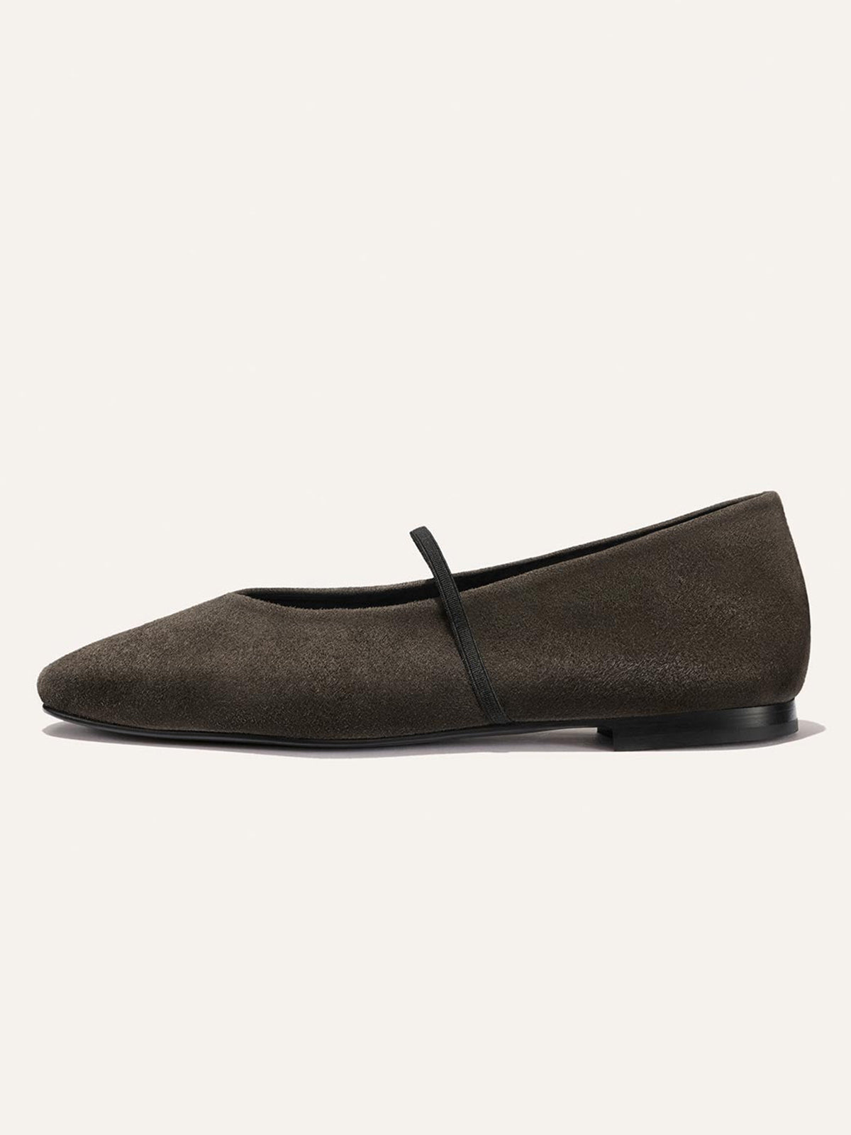 Mary Jane Square-Toe Slip-On Chic Ballet Flats - Dark Coffee Faux Suede