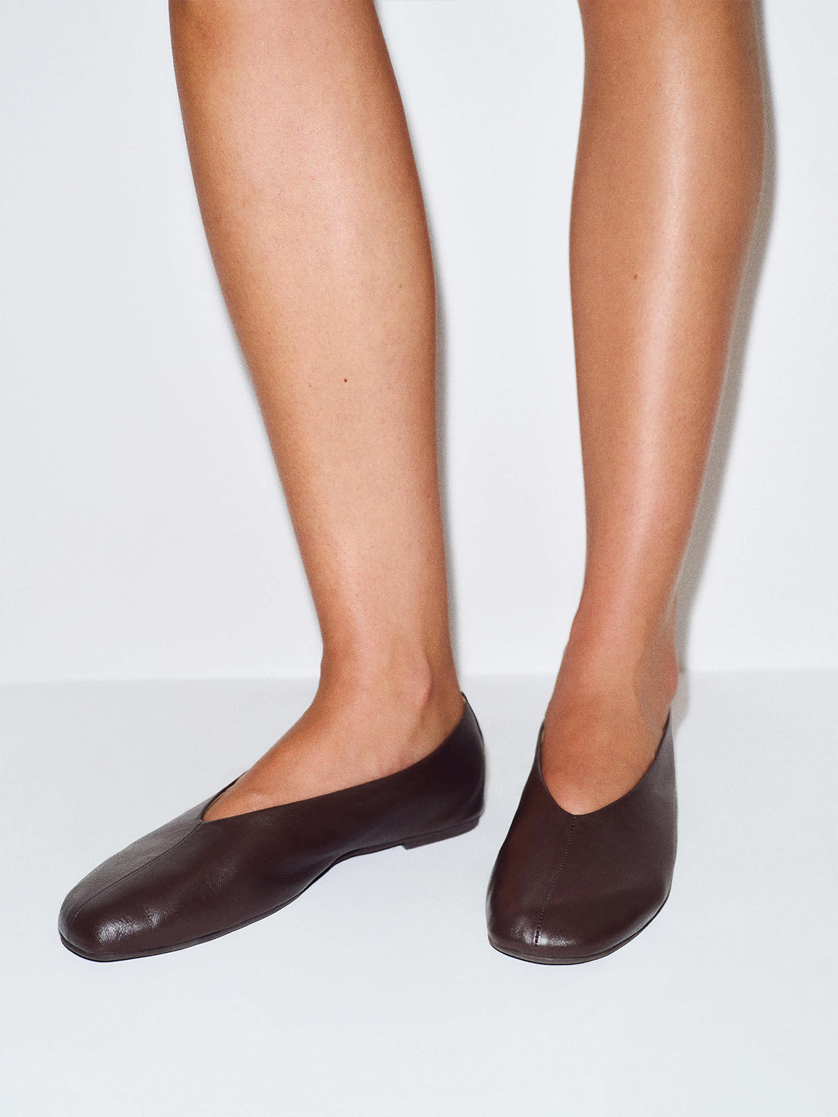 Chocolate Square-Toe Simple Ballet Chic Flats