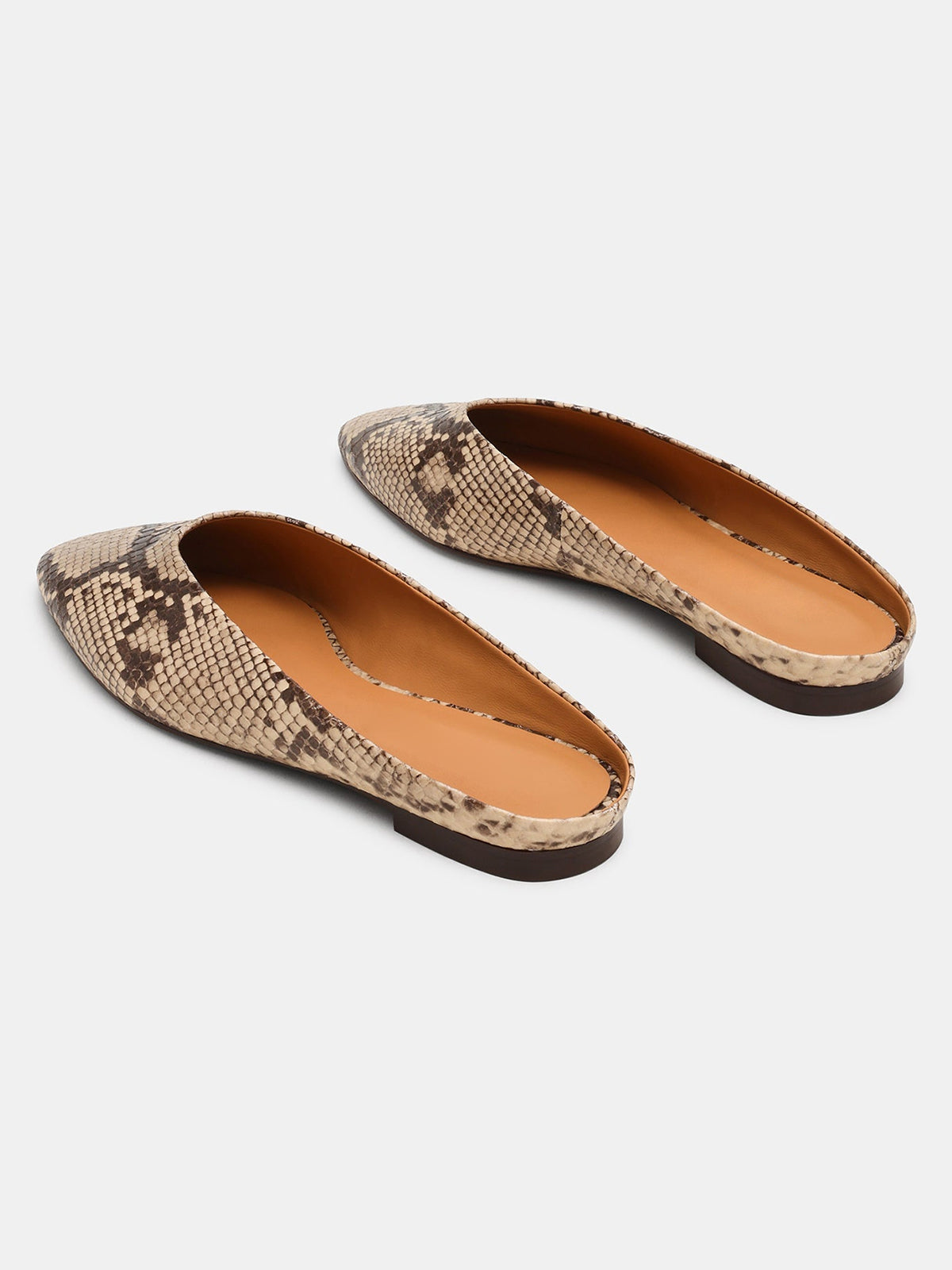 Snakeskin Pattern Pointed-Toe Backless Simple Slip-On Flats