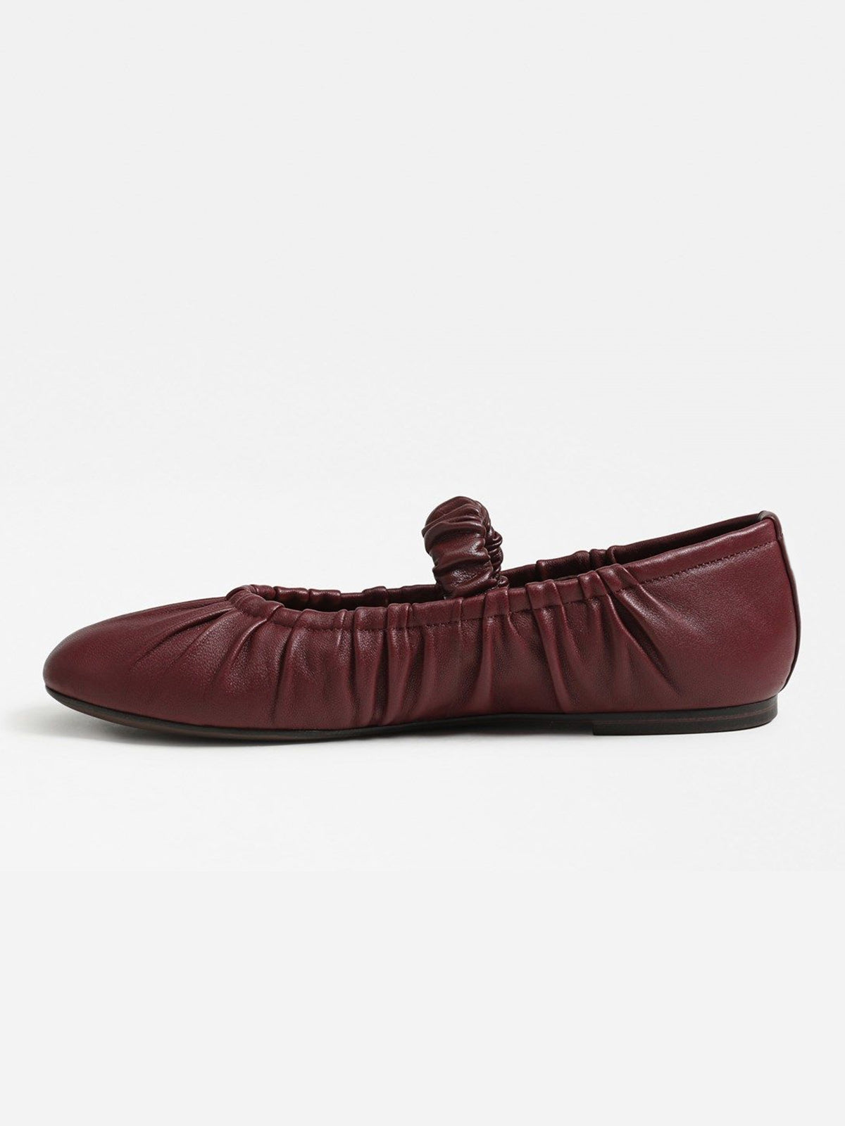 Burgundy Square-Toe Elastic Mary Jane Classic Ballet Flats