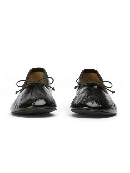Black Round-Toe Chic Front Bow Slip-On Ballet Simple Flats