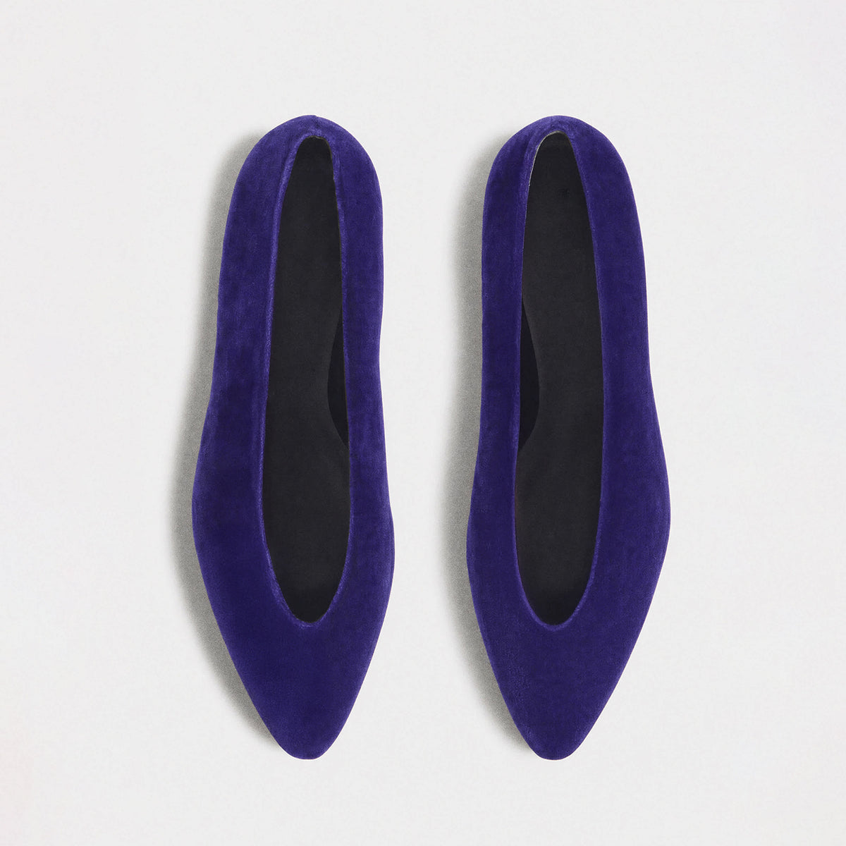 Chic Slip-On Pointed-Toe Simple Ballet Flats - Blue Velvet
