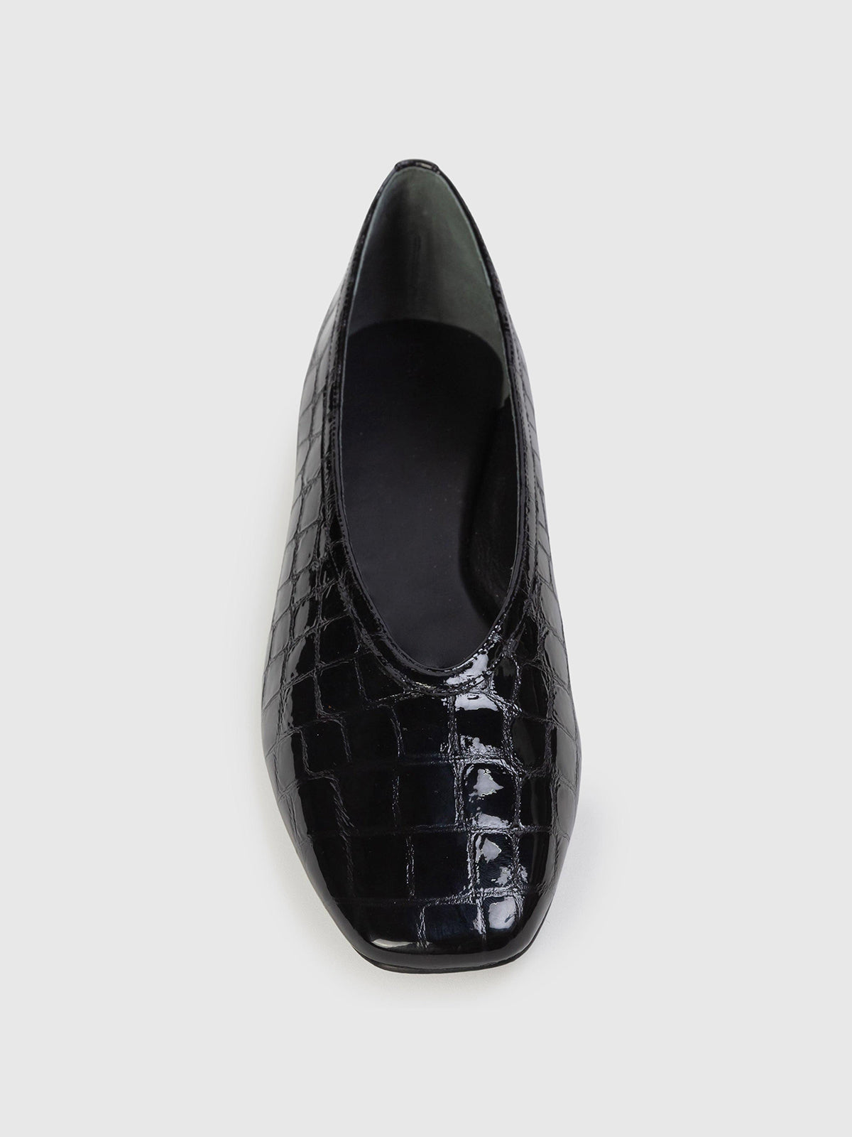 Black Stone Pattern Vegan Leather Square-Toe Sleek Chic Ballet Flats