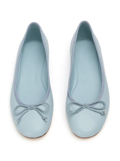 Round-Toe Chic Front Bow Slip-On Ballet Simple Flats - Sky Blue