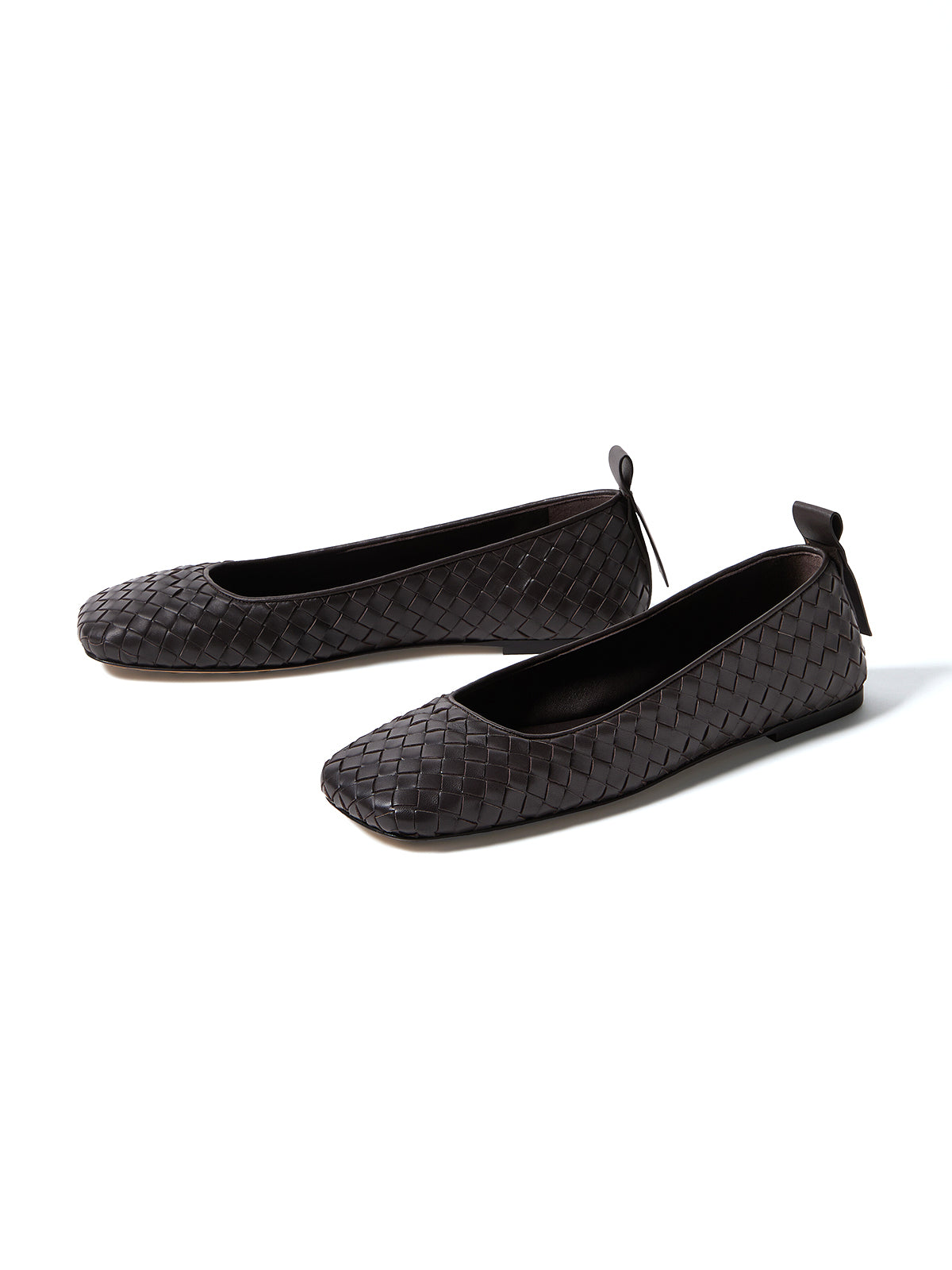 Chocolate Woven Vegan Leather Square-Toe Classic Slip-On Ballet Flats