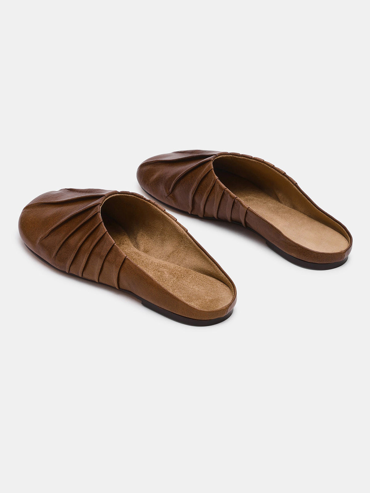 Brown Round-Toe Simple Backless Chic Flats